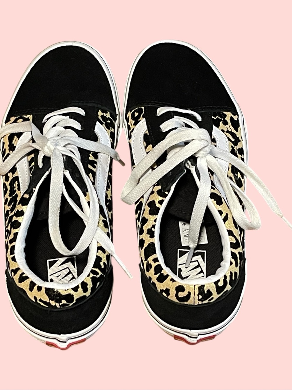 Women’s Leopard Print Low-Top Sneakers - Black and Tan - Picture 2 of 2